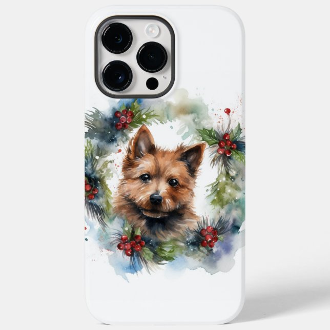 Australian Terrier Christmas Wreath Festive Pup Case-Mate iPhone 14 Pro Max Hülle (Rückseite)