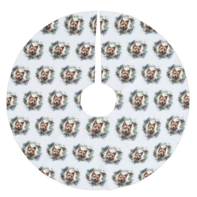 Australian Terrier Christmas Wreath Festive Pup Polyester Weihnachtsbaumdecke (Vorderseite)