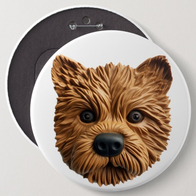 Australian Terrier Dog 3D Inspiriert Button (Vorne & Hinten)