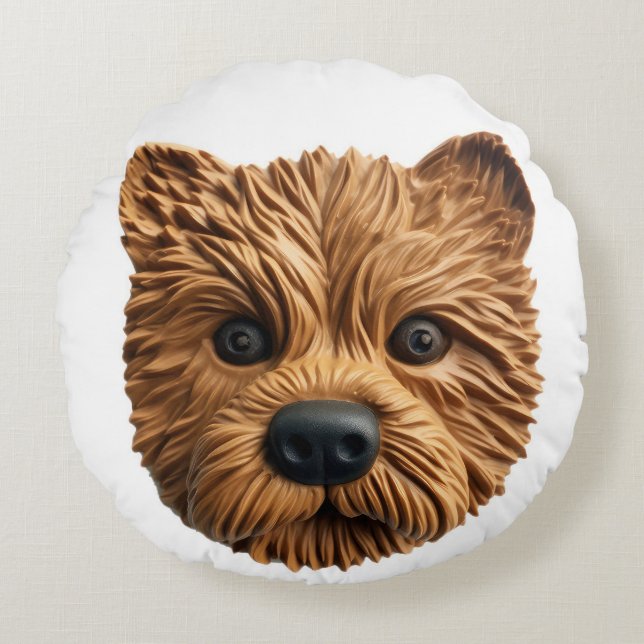 Australian Terrier Dog 3D Inspiriert Rundes Kissen (Vorderseite)