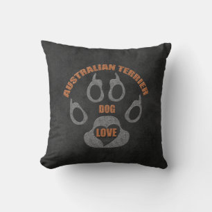 Australian Terrier Dog Breed on Charcoal Gray Kissen