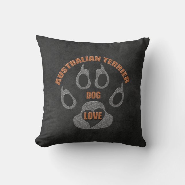Australian Terrier Dog Breed on Charcoal Gray Kissen (Vorderseite)