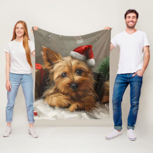 Australian Terrier Dog Christmas Festive Fleecedecke