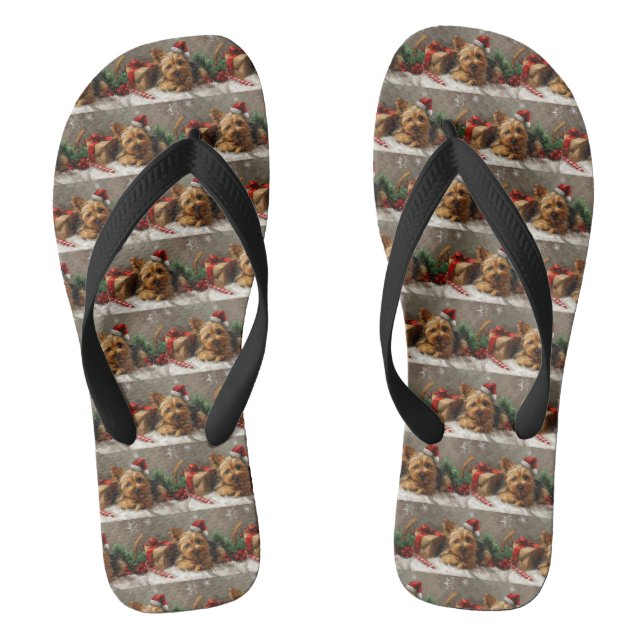 Australian Terrier Dog Christmas Festive Flip Flops (Fußbett)