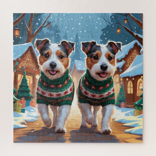 Australian Terrier Dogs Christmas Snow Holiday (Vertikal)