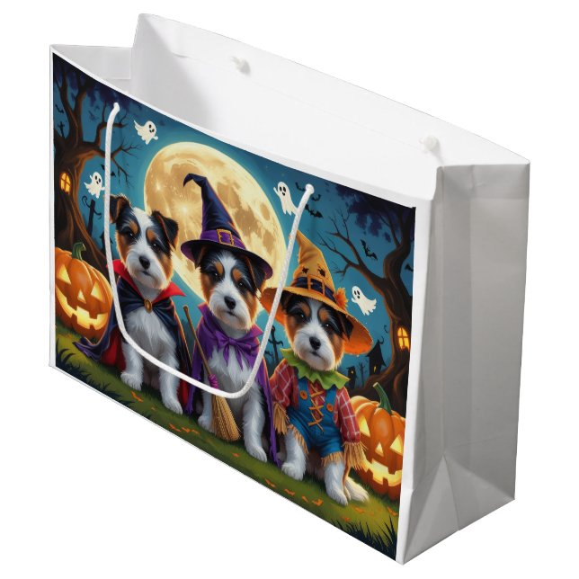 Australian Terrier Dogs Pumpkin Halloween Funny Große Geschenktüte (Vorderseite Schrägansicht)