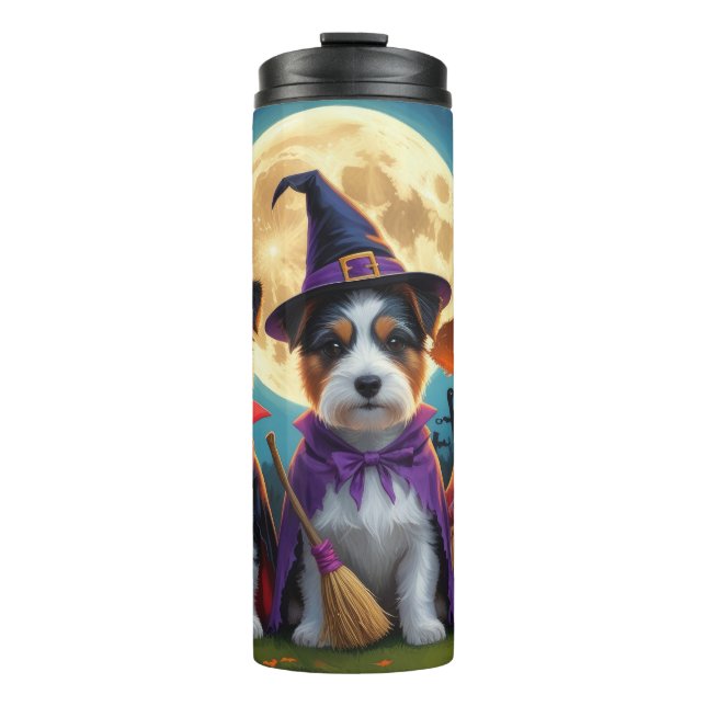 Australian Terrier Dogs Pumpkin Halloween Funny Thermosbecher (Vorderseite)