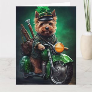 Australian Terrier fährt Fahrrad am St. Patrick's  Karte