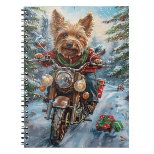Australian Terrier fährt Motorrad Weihnachten Notizblock