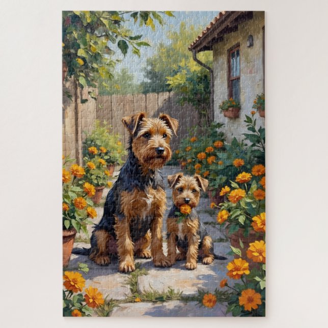 Australian Terrier Gartenblüten Kunst (Vertikal)