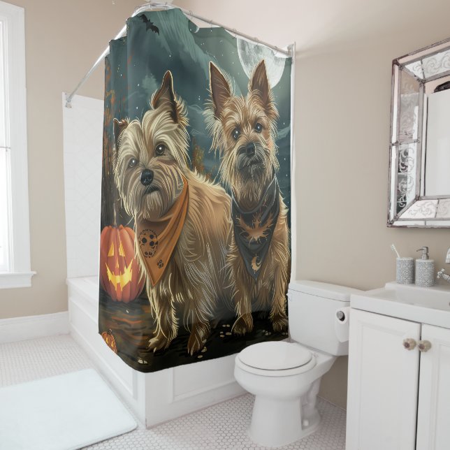 Australian Terrier Halloween Spooky Duschvorhang (Beispiel)