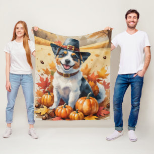 Australian Terrier Herbstlaub Erntedankfest Kunst Fleecedecke
