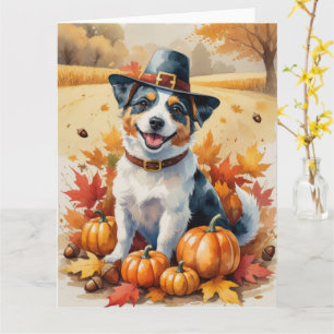 Australian Terrier Herbstlaub Thanksgiving Kunst Karte