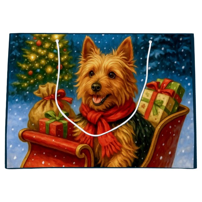 Australian Terrier Holiday  Große Geschenktüte (Vorderseite)