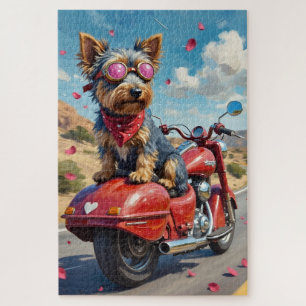 Australian Terrier Hund Valentinstag Motorrad 