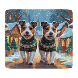 Australian Terrier Hunde Weihnachten Schnee Urlaub Schneidebrett