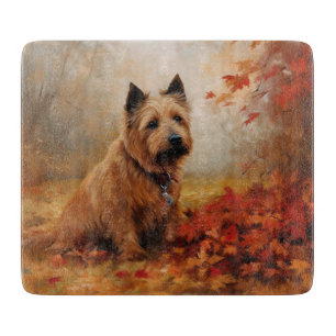 Australian Terrier im Herbstlaub Fall Inspiriert Schneidebrett