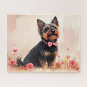 Australian Terrier mit Rosen - Valentinstag