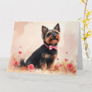 Australian Terrier mit Rosen - Valentinstag Karte