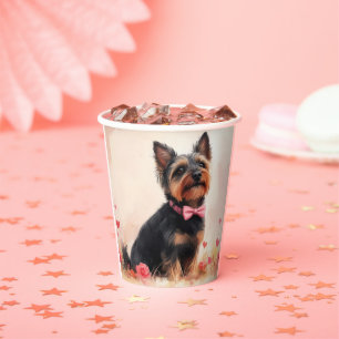 Australian Terrier mit Rosen - Valentinstag Pappbecher