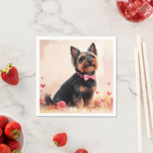 Australian Terrier mit Rosen - Valentinstag Serviette