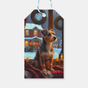 Australian Terrier mit Weihnachtsbeleuchtung Urlau Geschenkanhänger