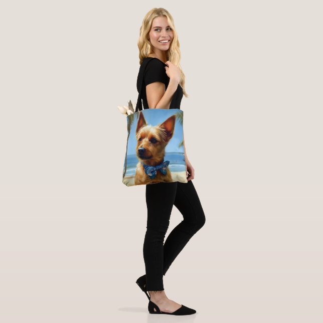 Australian Terrier On Beach Hundeliebhaber Sommerg Tasche (Am Model)