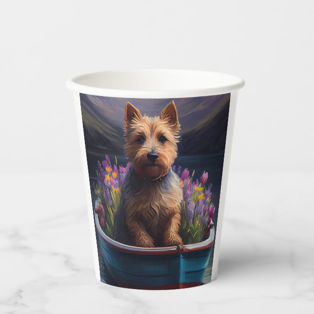 Australian Terrier on Paddle: Ein Landschaftliches Pappbecher (Vorderseite)