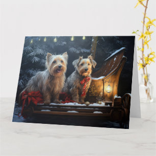 Australian Terrier Snowy Schlitten Weihnachtsdekor Karte