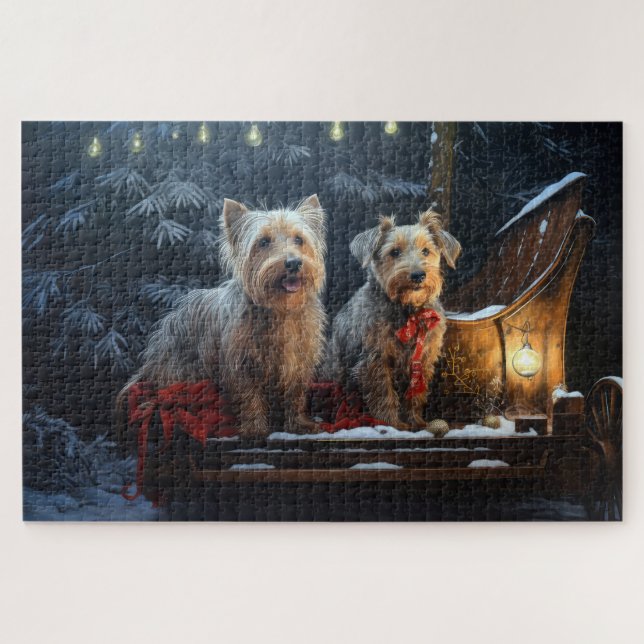 Australian Terrier Snowy Sleigh Weihnachtsdekor (Horizontal)