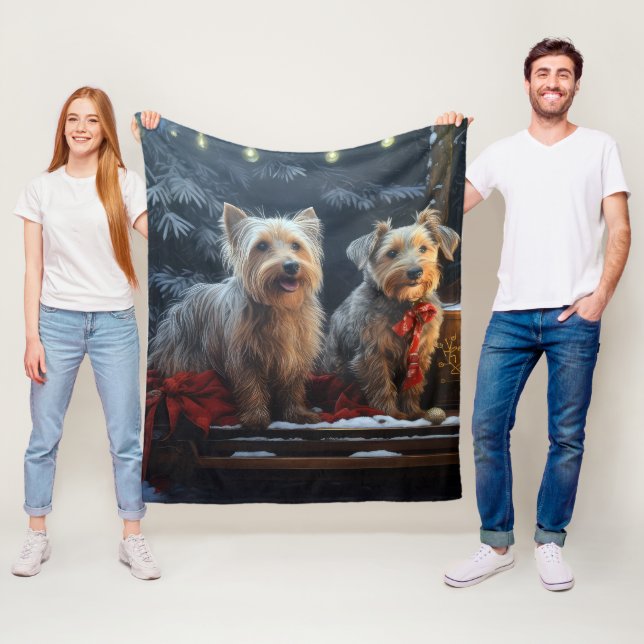Australian Terrier Snowy Sleigh Weihnachtsdekor Fleecedecke (Beispiel)