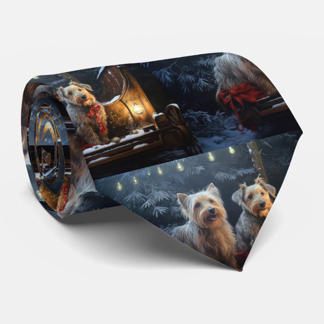 Australian Terrier Snowy Sleigh Weihnachtsdekor Krawatte (Gerollt)
