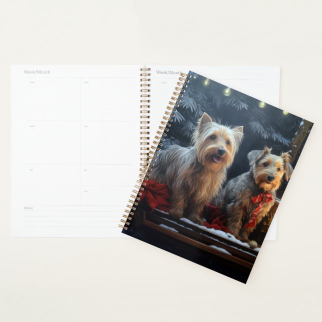 Australian Terrier Snowy Sleigh Weihnachtsdekor Planer (Anzeige)