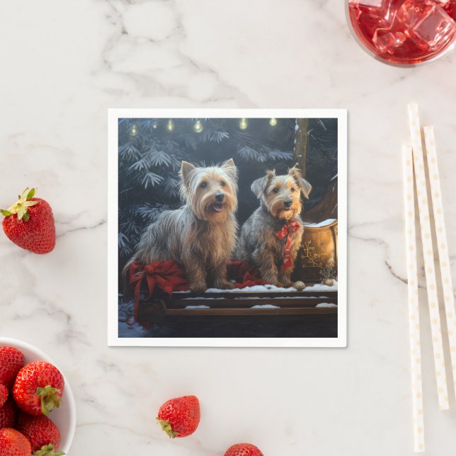 Australian Terrier Snowy Sleigh Weihnachtsdekor Serviette (Beispiel)