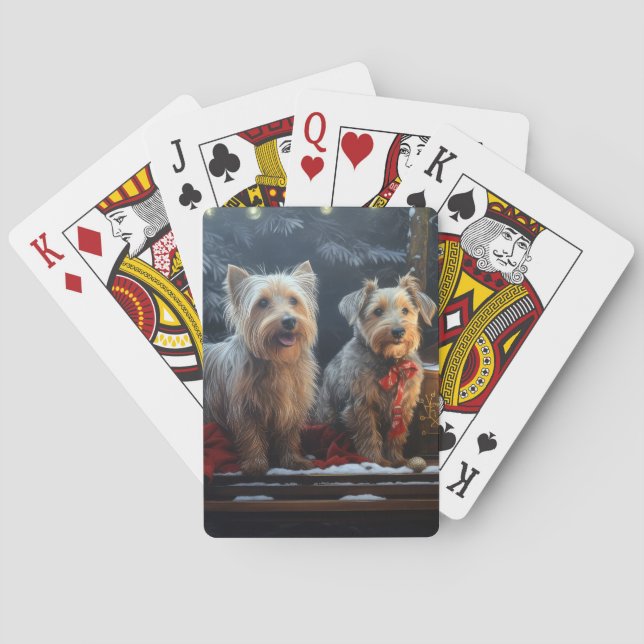 Australian Terrier Snowy Sleigh Weihnachtsdekor Spielkarten (Rückseite)
