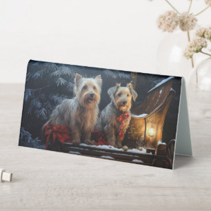 Australian Terrier Snowy Sleigh Weihnachtsdekorati Tischaufsteller