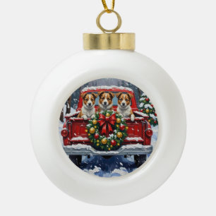 Australian Terrier Weihnachten Rotes Lastwagen Url Keramik Kugel-Ornament