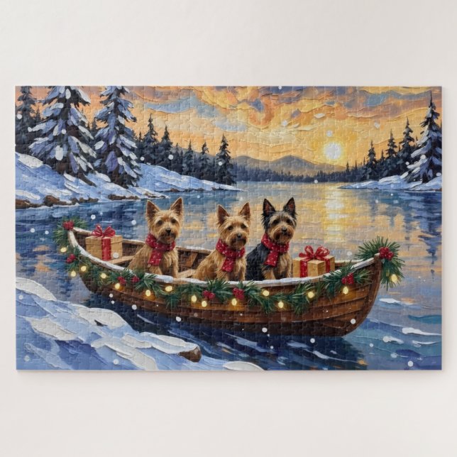 Australian Terrier Weihnachtsboot Urlaub (Horizontal)