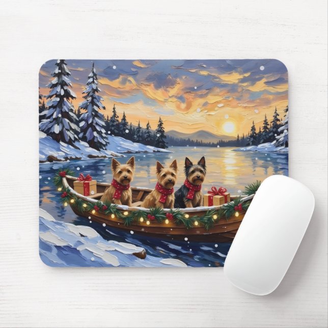 Australian Terrier Weihnachtsboot Urlaub Mousepad (Mit Mouse)