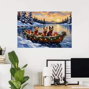 Australian Terrier Weihnachtsboot Urlaub Poster