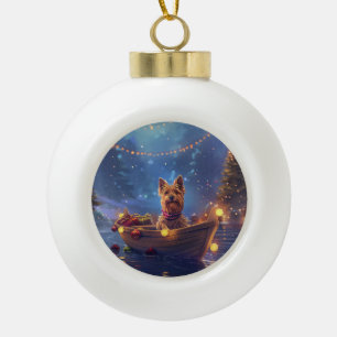 Australian Terrier Weihnachtsfest Reise Keramik Kugel-Ornament