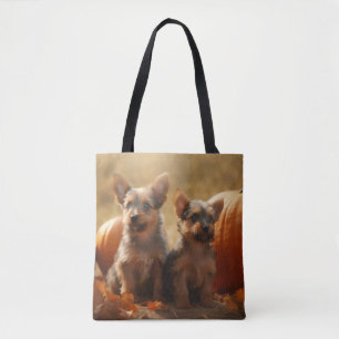 Australian Terrier Welpe Herbstfreude Kürbis Tasche