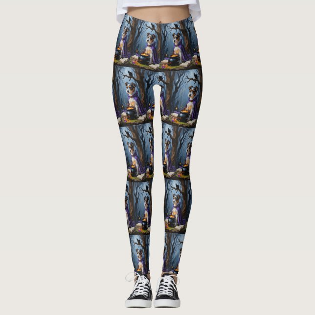 Australian Terrier Whimsical Halloween Painting Leggings (Vorderseite)