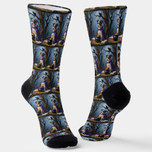 Australian Terrier Whimsical Halloween Painting Socken