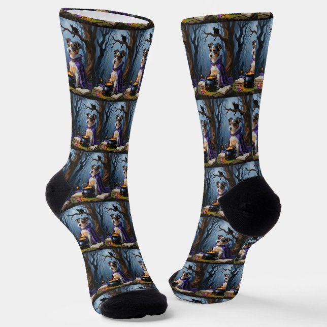 Australian Terrier Whimsical Halloween Painting Socken (Gewinkelt)
