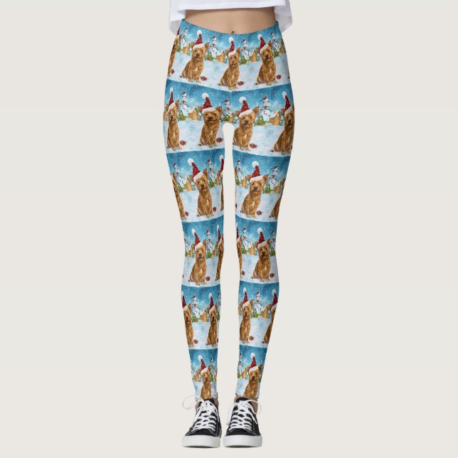 Australian Terrier Winter Wonderland Weihnachten Leggings (Vorderseite)