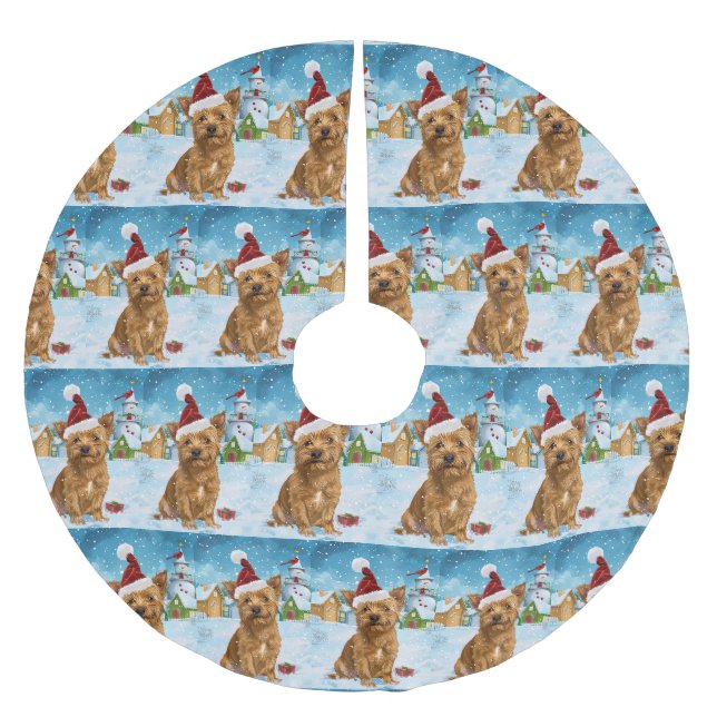 Australian Terrier Winter Wonderland Weihnachten Polyester Weihnachtsbaumdecke (Vorderseite)