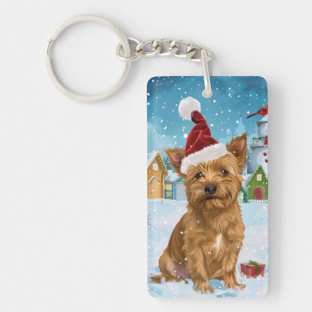 Australian Terrier Winter Wonderland Weihnachten Schlüsselanhänger (Vorderseite)