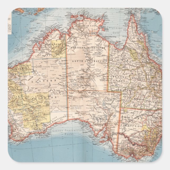 Australian Topography Map (1905) Quadratischer Aufkleber (Vorderseite)