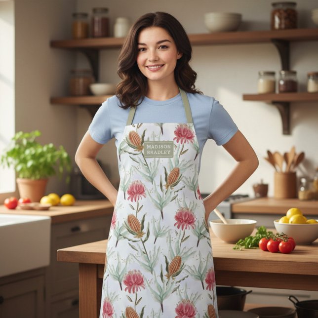 Australian Watercolor Wild Blume Personalisiert Schürze (Von Creator hochgeladen)